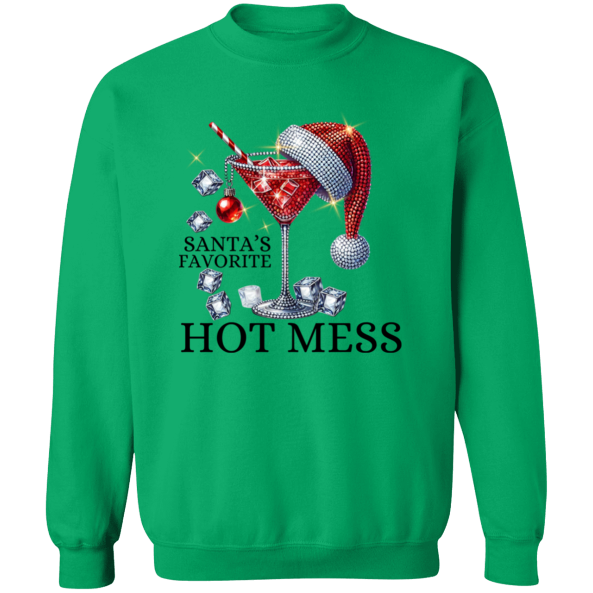 Santa's Hot Mess Funny Christmas Crewneck Pullover Sweatshirt