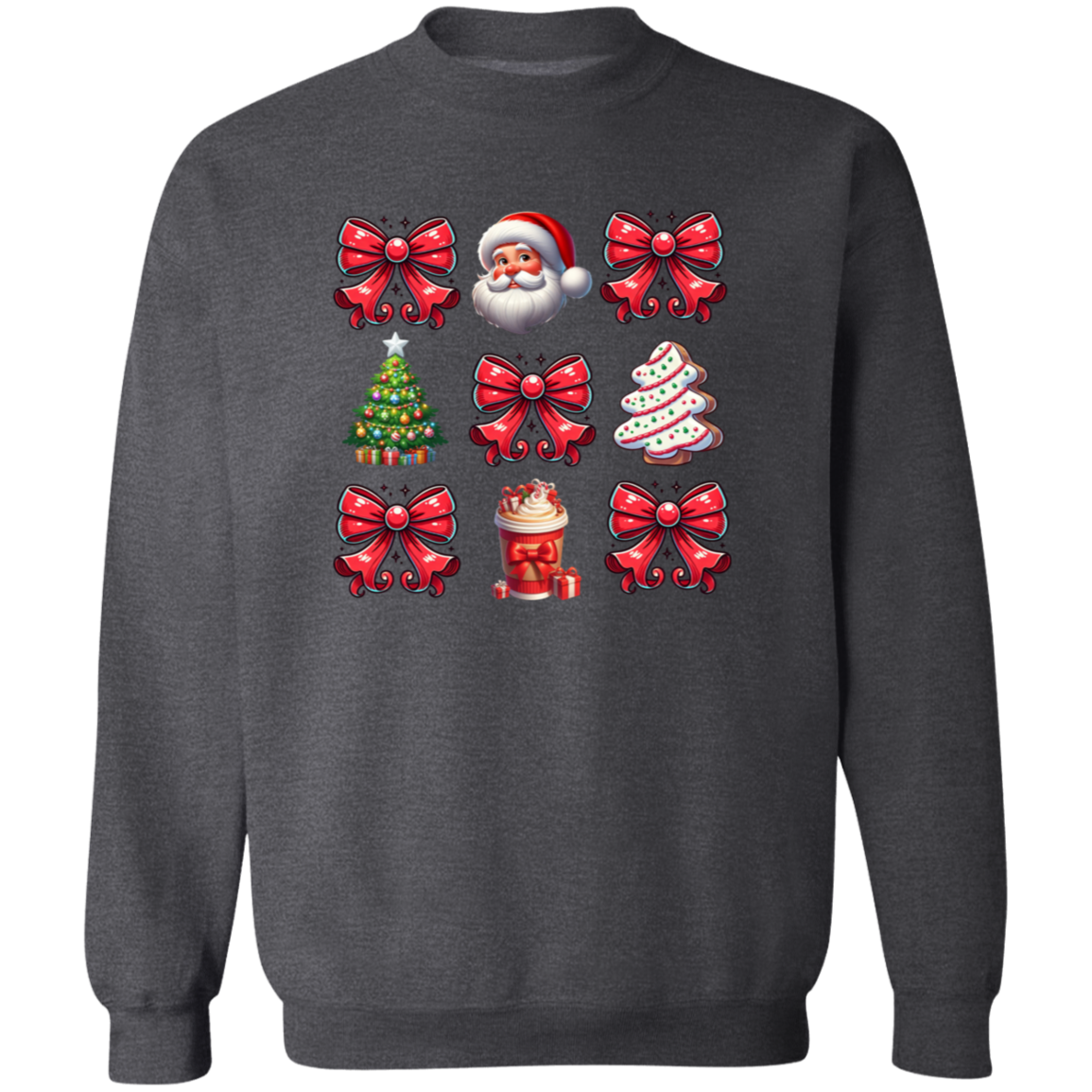 Christmas Santa Bow Pullover Sweatshirt