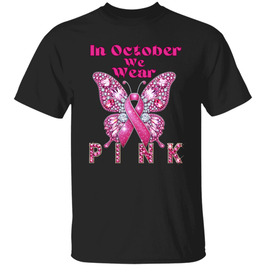 In October We Wear Pink Bling Butterfly T-Shirt