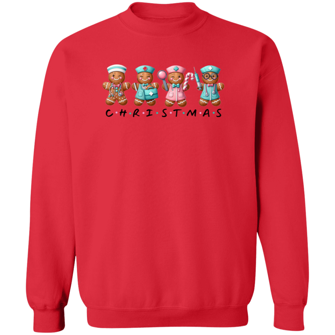 Nurse Gingerbread Christmas Crewneck Pullover Sweatshirt