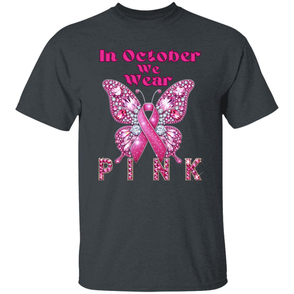 In October We Wear Pink Bling Butterfly T-Shirt