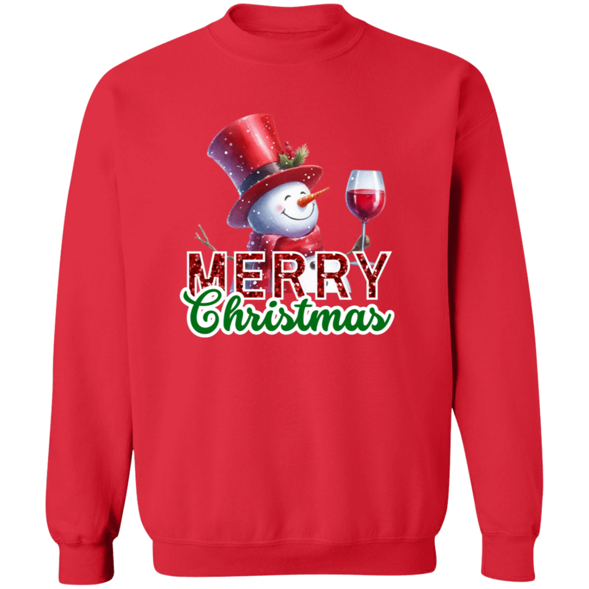 Wine Lovers Christmas Snowman Pullover Sweatshirt