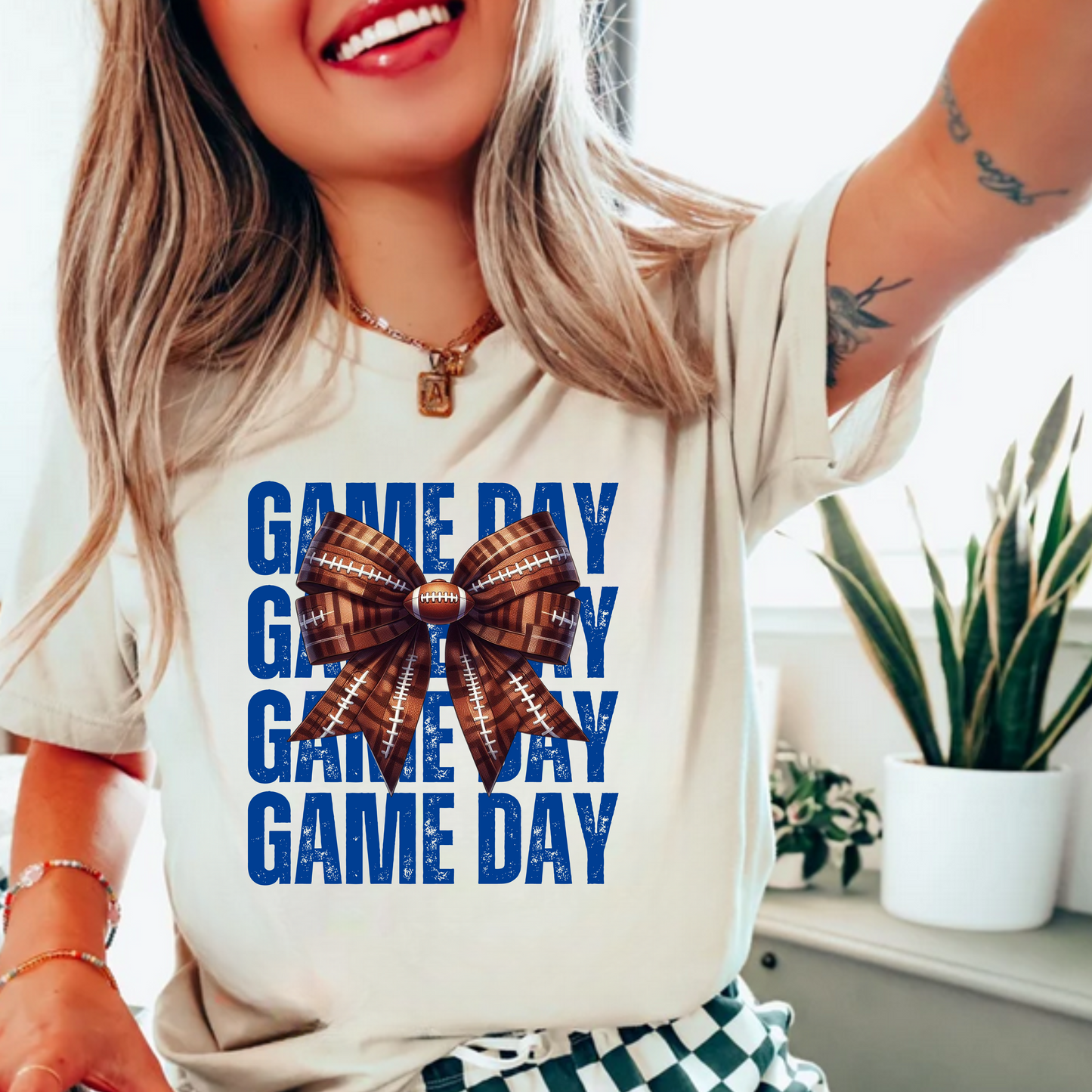Coquette Bow Football Game Day T-Shirt