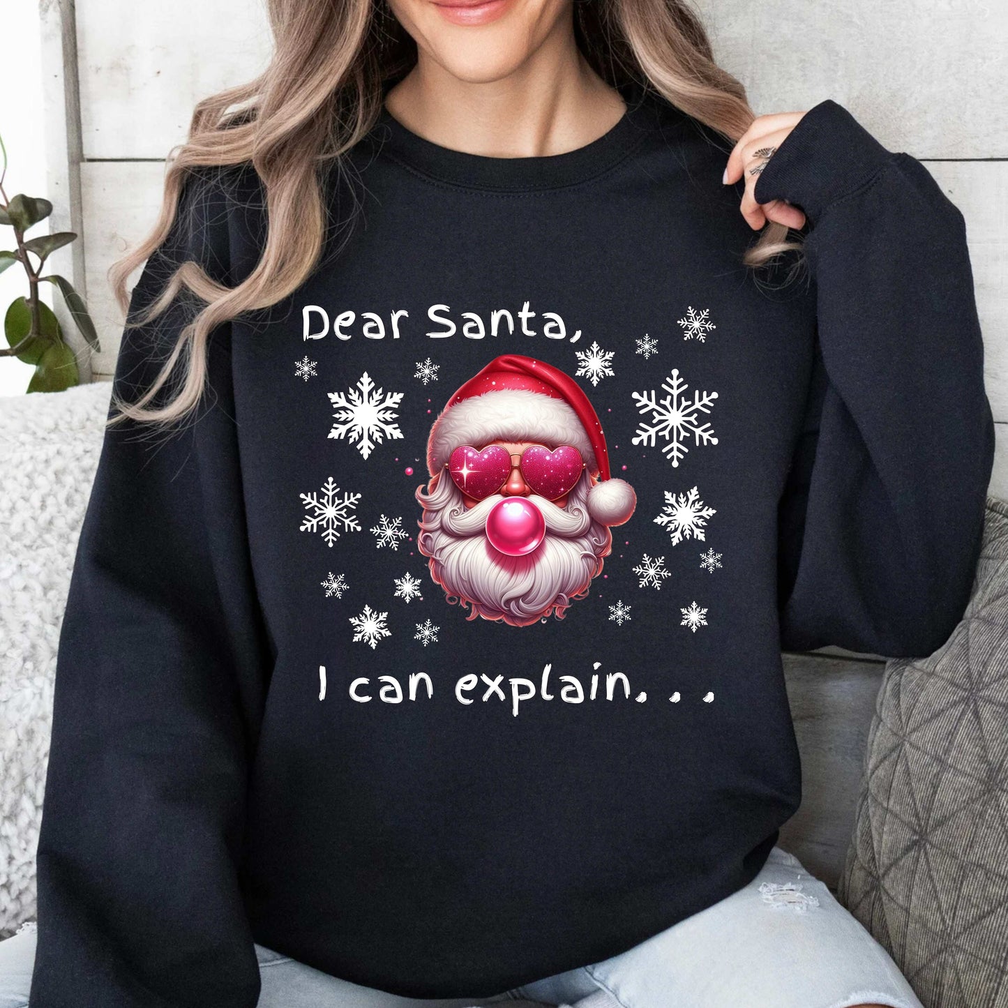 Dear Santa I Can Explain Funny Christmas Crewneck Pullover Sweatshirt