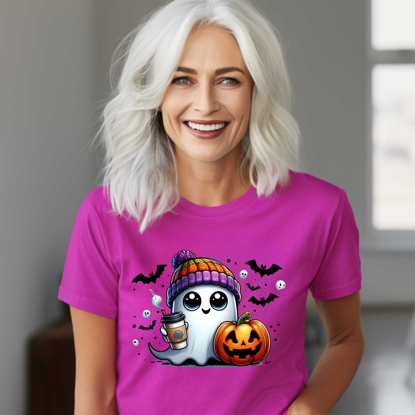 Cute Ghost Latte Halloween Pumpkin T-Shirt