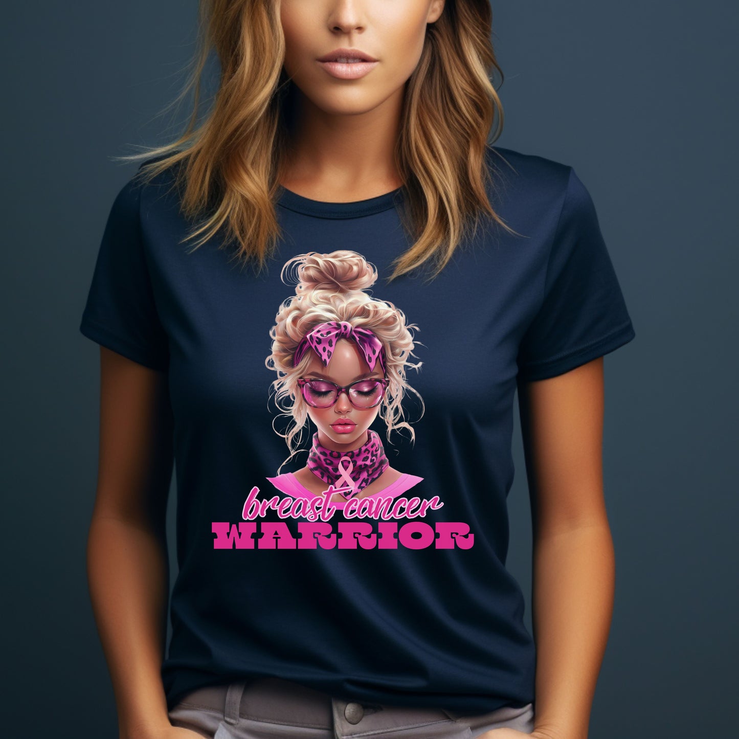 Pink Leopard Print Breast Cancer Warrior T-Shirt
