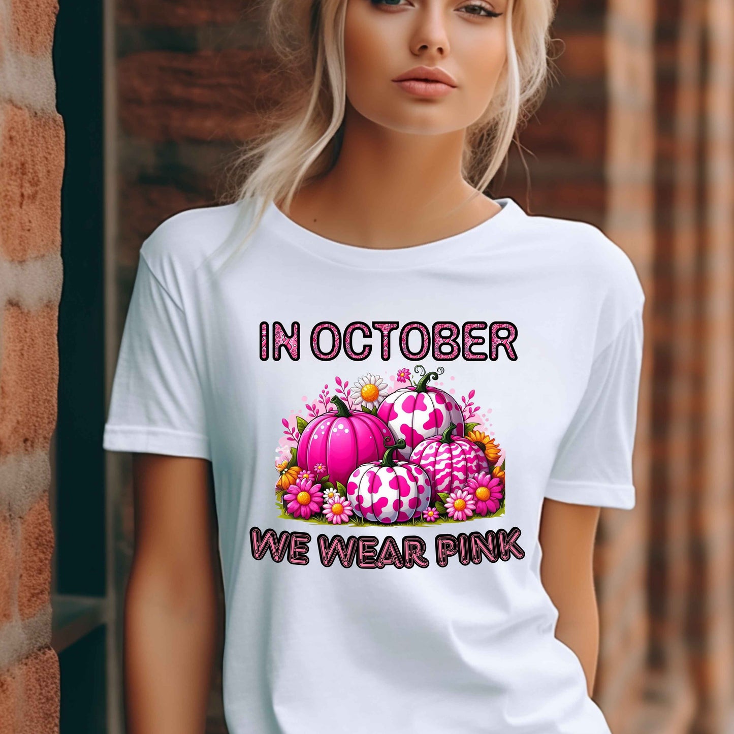 In October We Wear Pink Women's Pumpkin T-Shirt