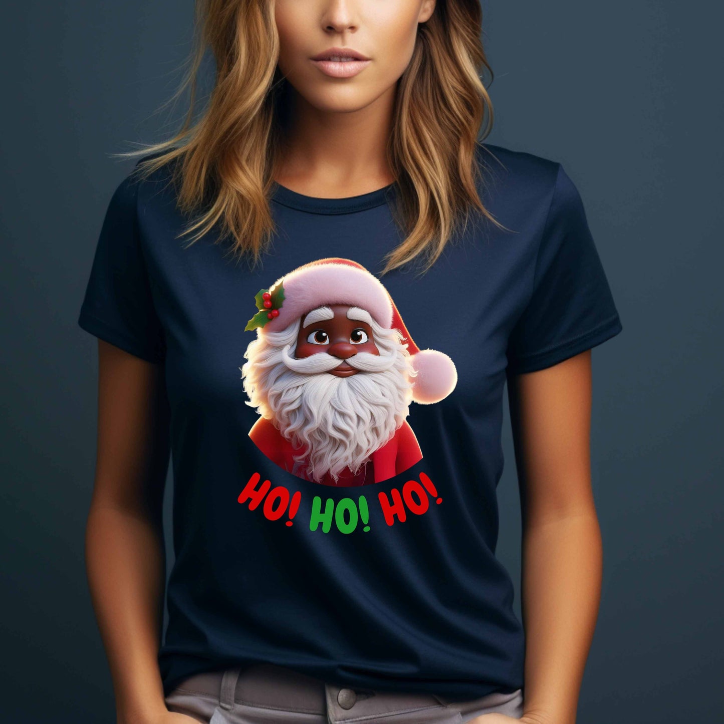 Black Santa Ho, Ho, Ho Christmas T-Shirt