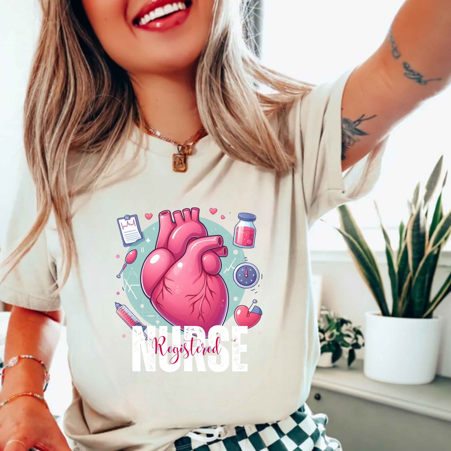 Registered Nurse Pink Heart T-Shirt