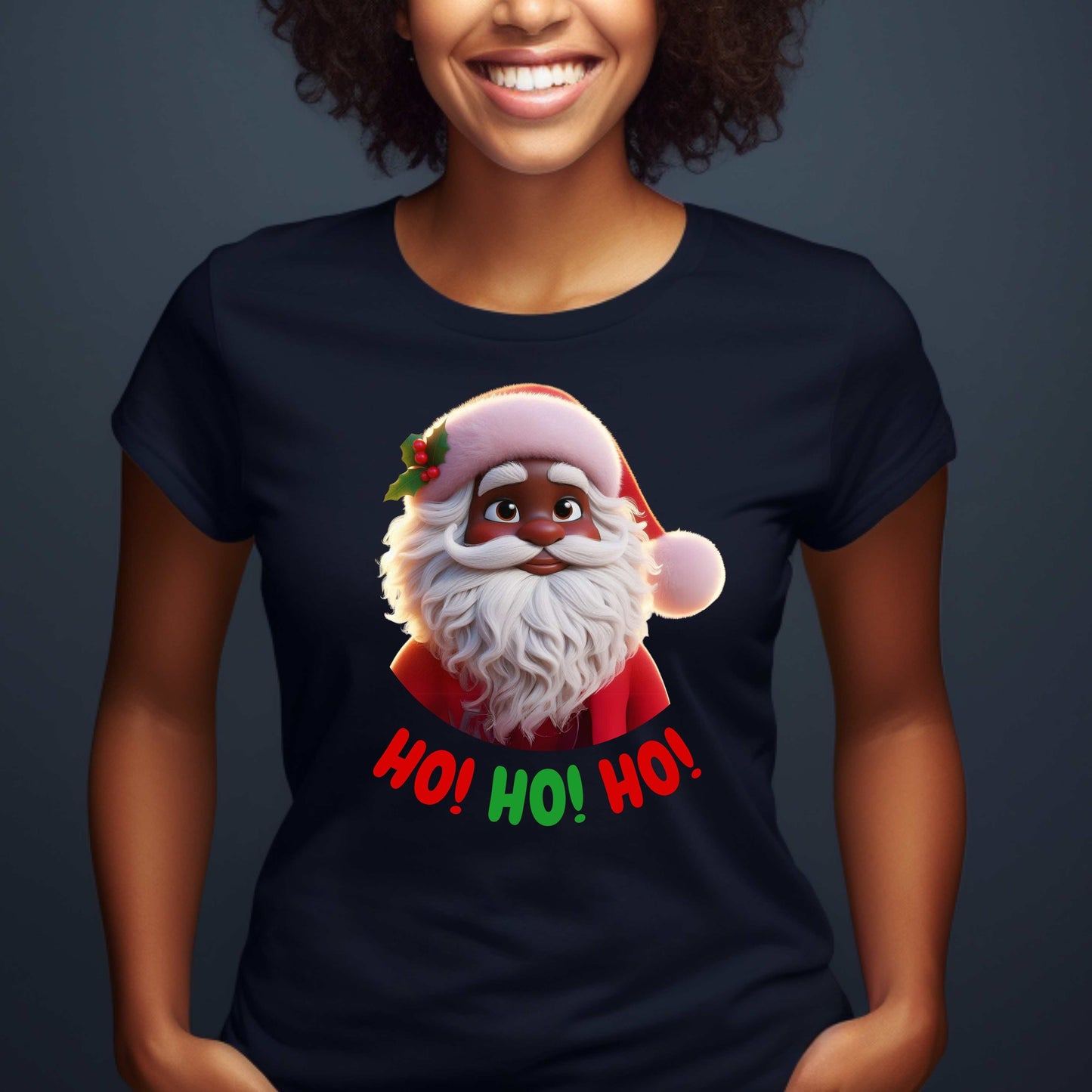 Black Santa Ho, Ho, Ho Christmas T-Shirt