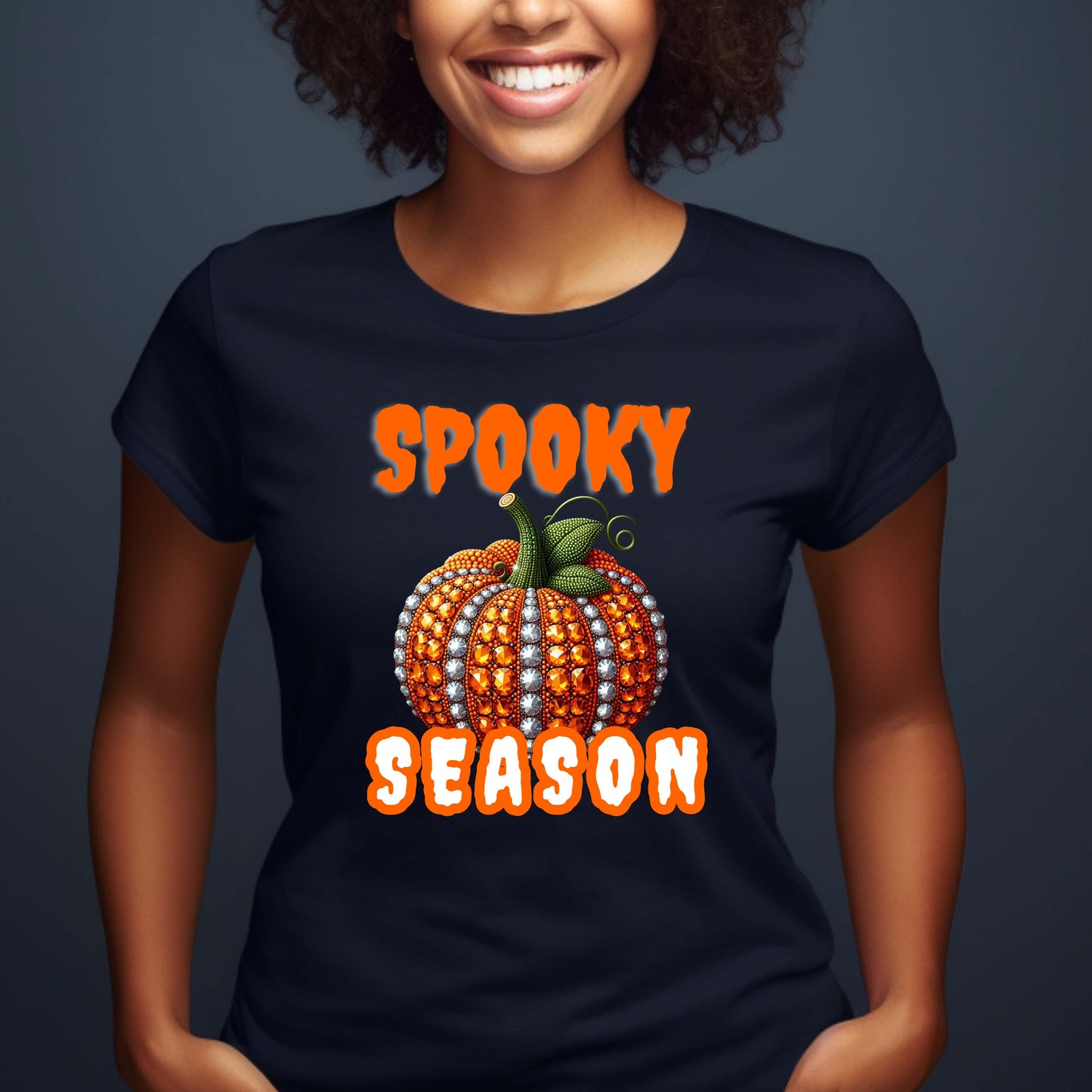 Bling Spooky Season Pumpkin T-Shirt
