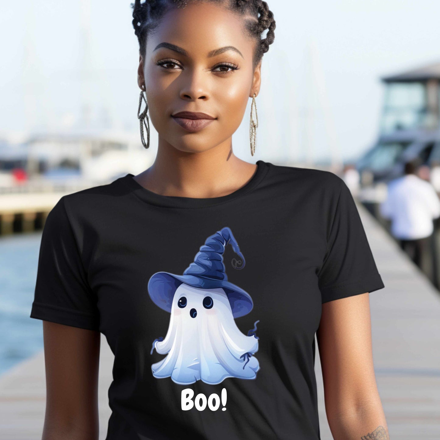 Fun Witchly Ghost Hat Halloween T-Shirt