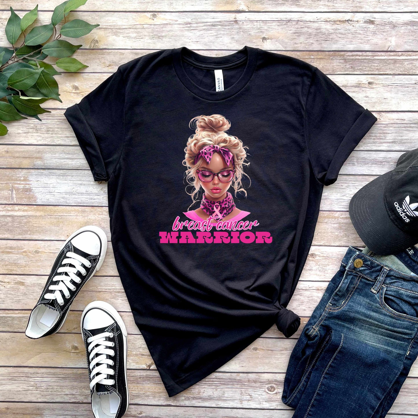 Pink Leopard Print Breast Cancer Warrior T-Shirt