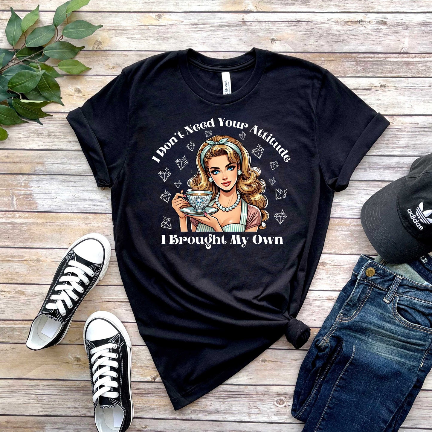 I Don't Need Your Attitude I Brought My Own Blinged Tea Cup Funny T-Shirt
