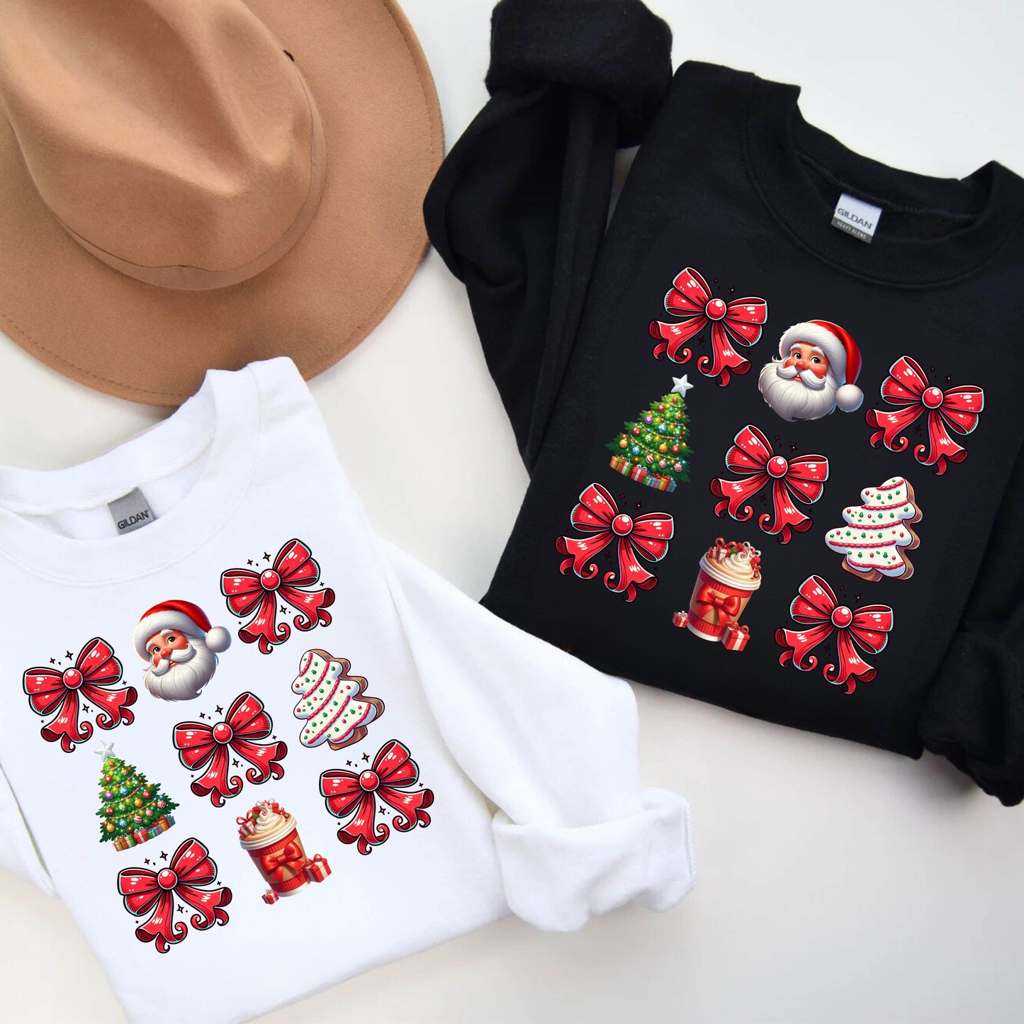 Christmas Santa Bow Pullover Sweatshirt