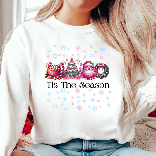 Pink Christmas Santa Wreath Coco Sweatshirt