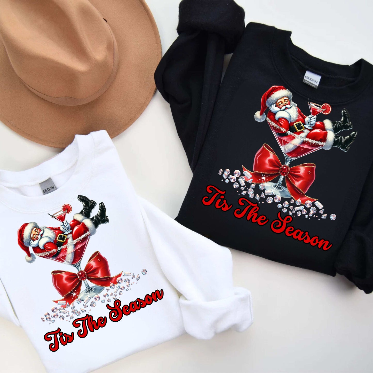 Martini Santa Christmas Crewneck Pullover Sweatshirt