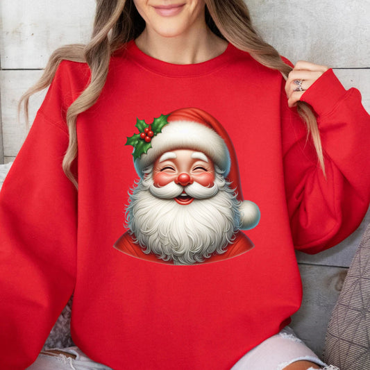 Happy Santa Christmas Crewneck Pullover Sweatshirt