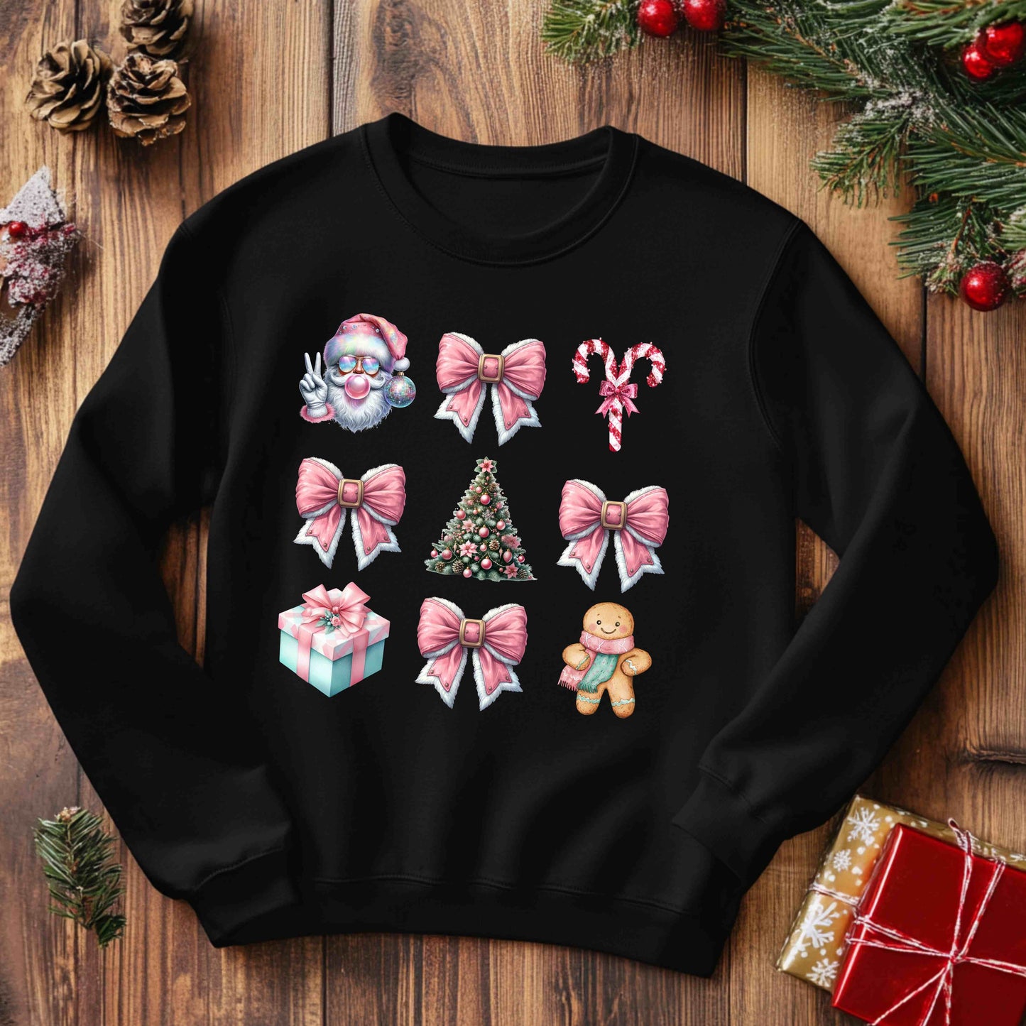 Christmas Pink Design Pullover Sweatshirt