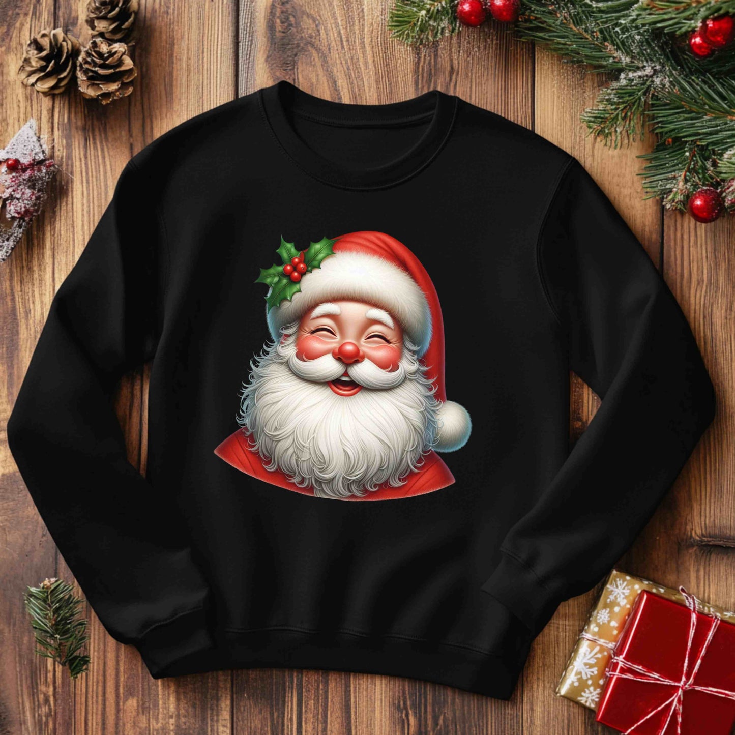 Happy Santa Christmas Crewneck Pullover Sweatshirt