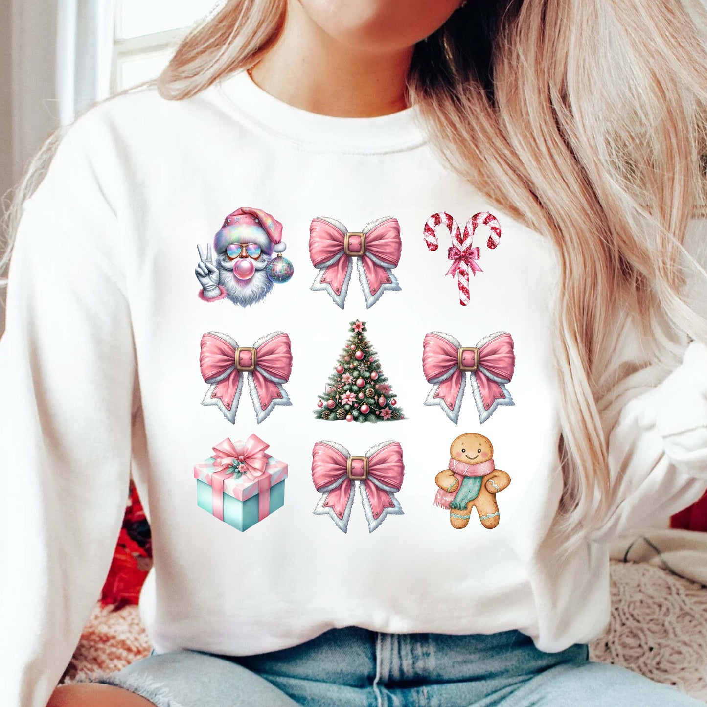 Christmas Pink Design Pullover Sweatshirt