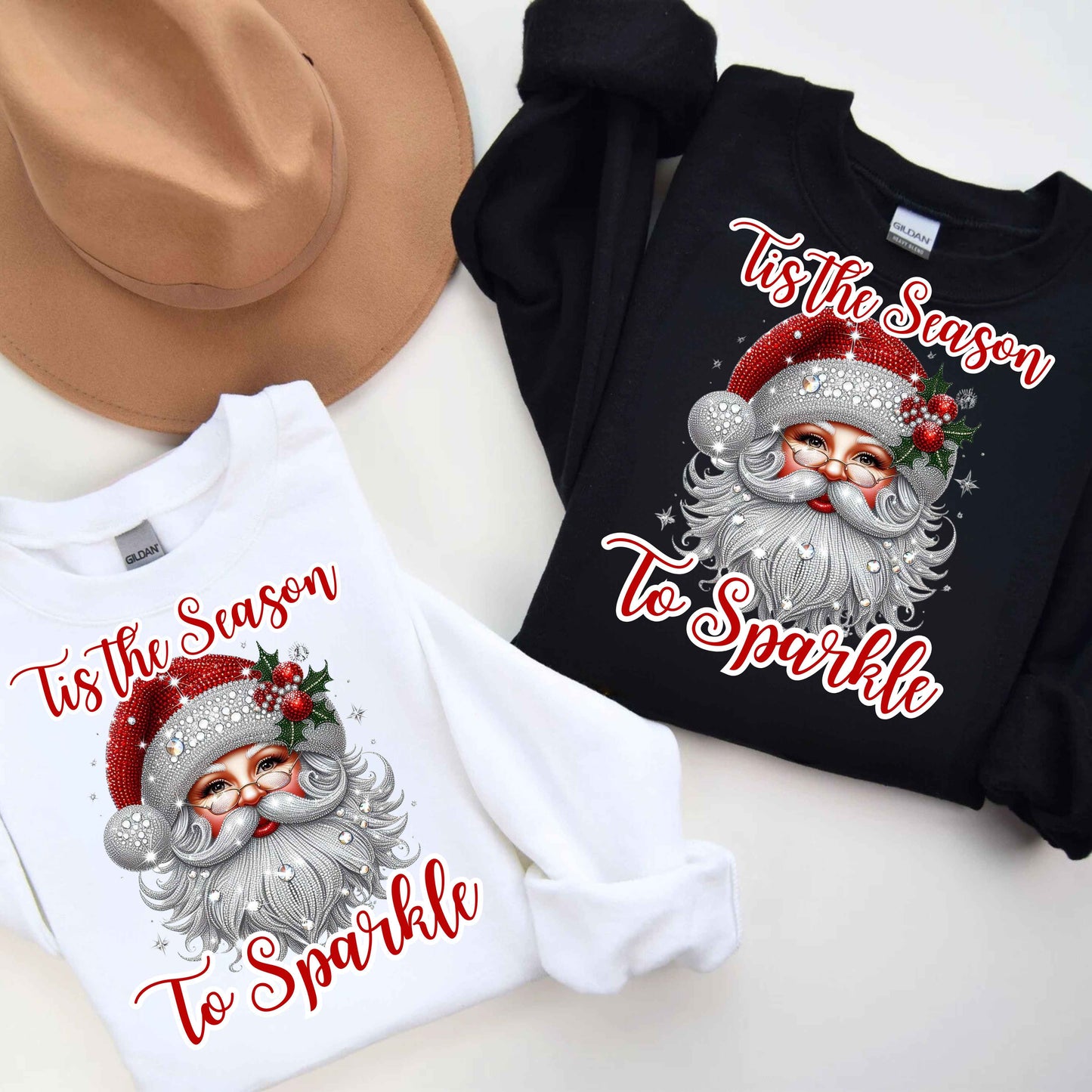 Sparkly Santa Christmas Crewneck Pullover Sweatshirt