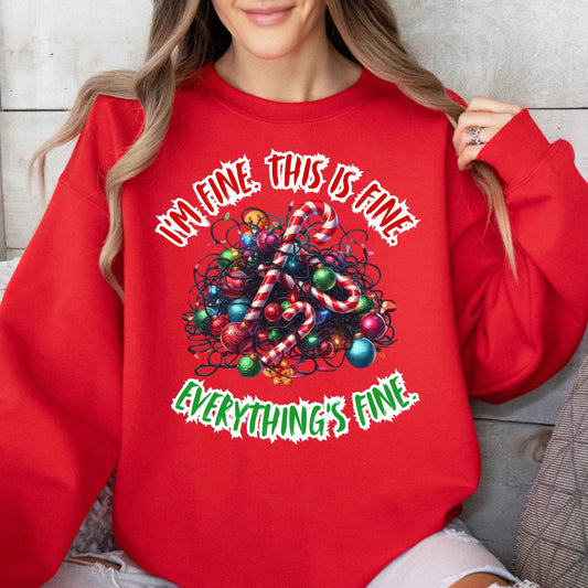 Everything's Fine Christmas Funny Crewneck Pullover Sweatshirt