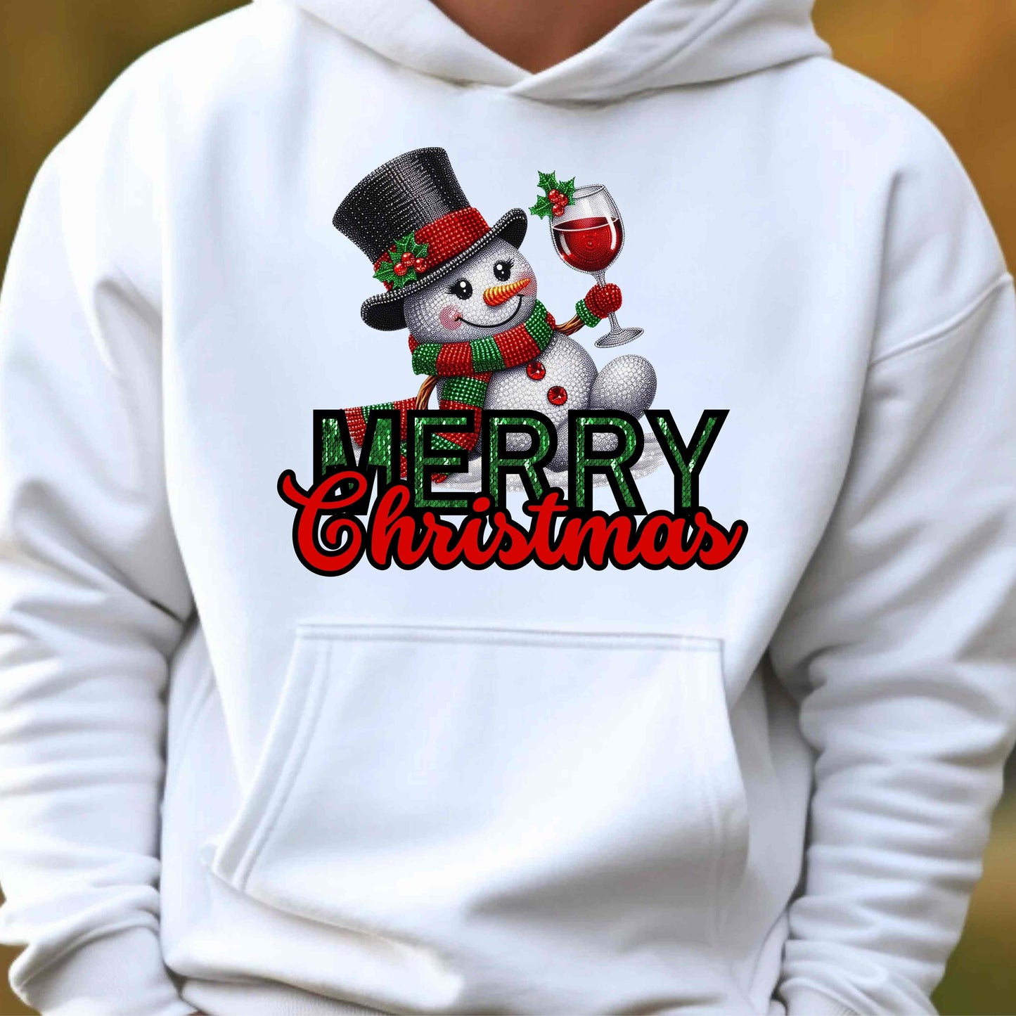 Sparkling Snowman Merry Christmas  Pullover Hoodie