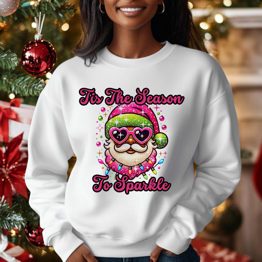 Rock Star Santa Christmas Crewneck Pullover Sweatshirt