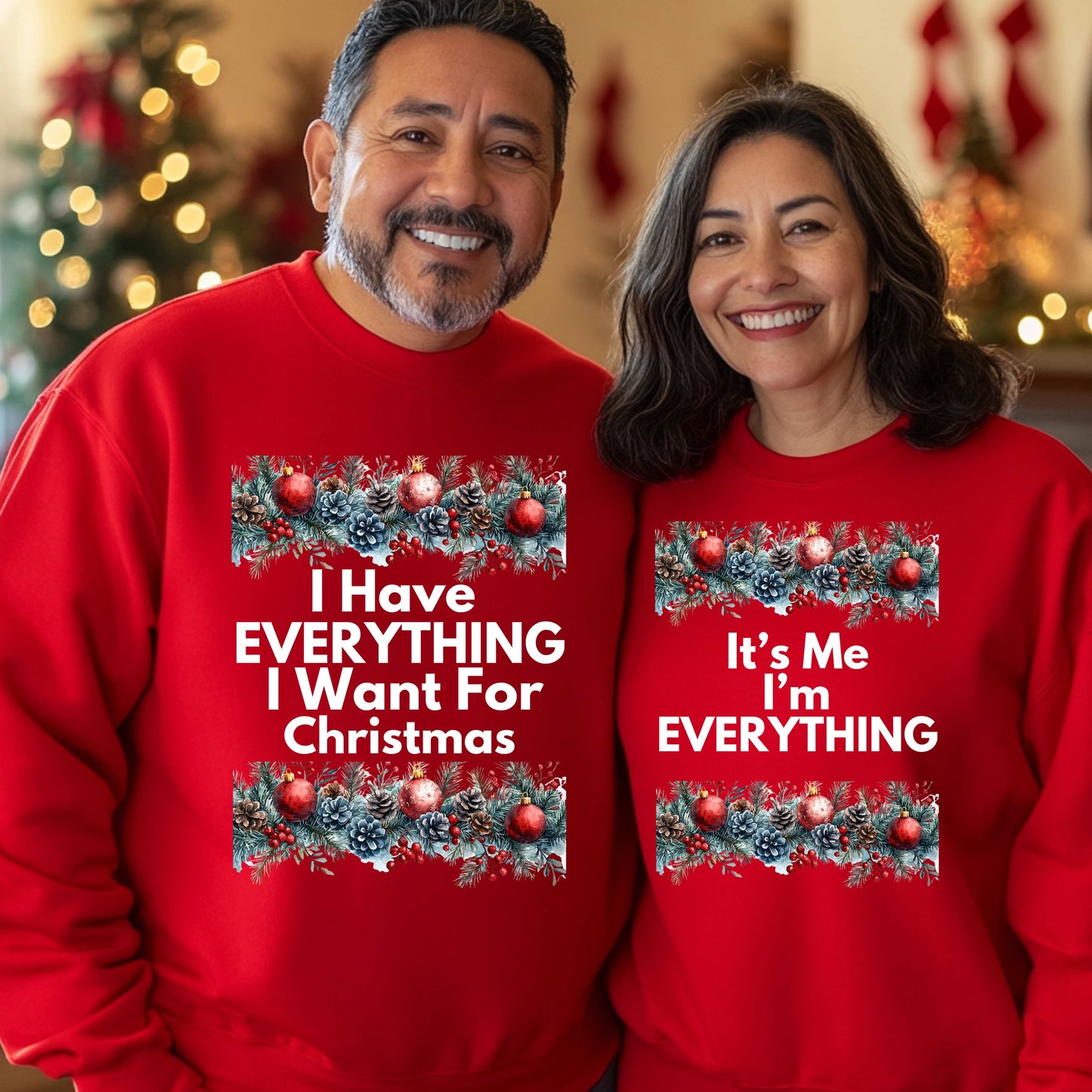 Matching His and Her Funny Christmas Crewneck Pullover Sweatshirt