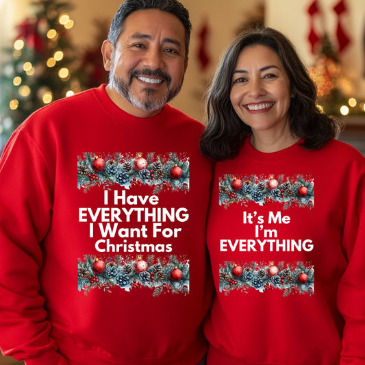 Matching His and Her Funny Christmas Crewneck Pullover Sweatshirt