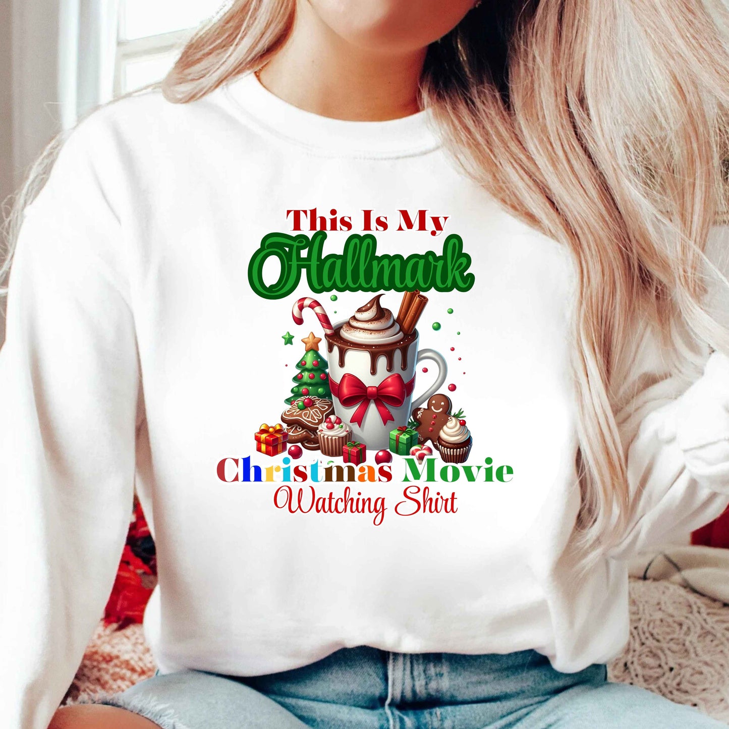 Christmas Movie Watching  Crewneck Pullover Sweatshirt