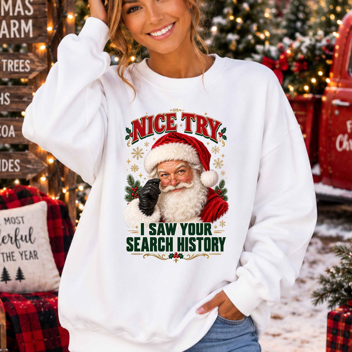Funny Santa Search Engine Gildan Crewneck Pullover Sweatshirt