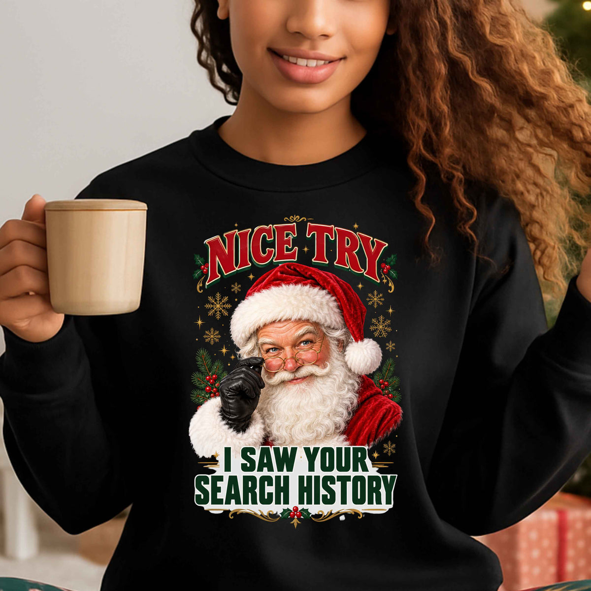 Funny Santa Search Engine Gildan Crewneck Pullover Sweatshirt