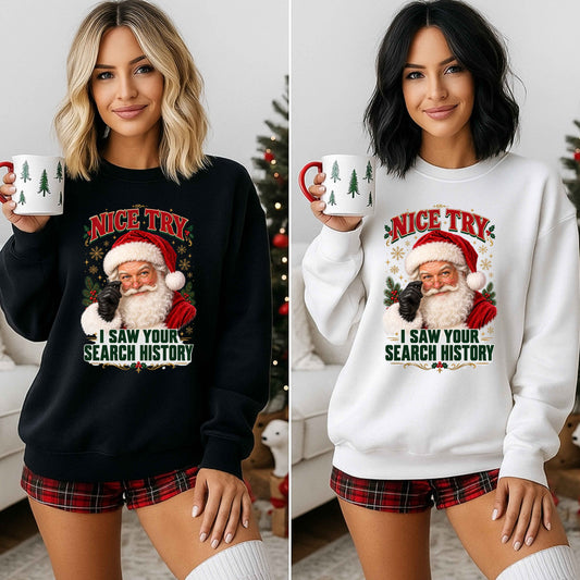 Funny Santa Search Engine Gildan Crewneck Pullover Sweatshirt
