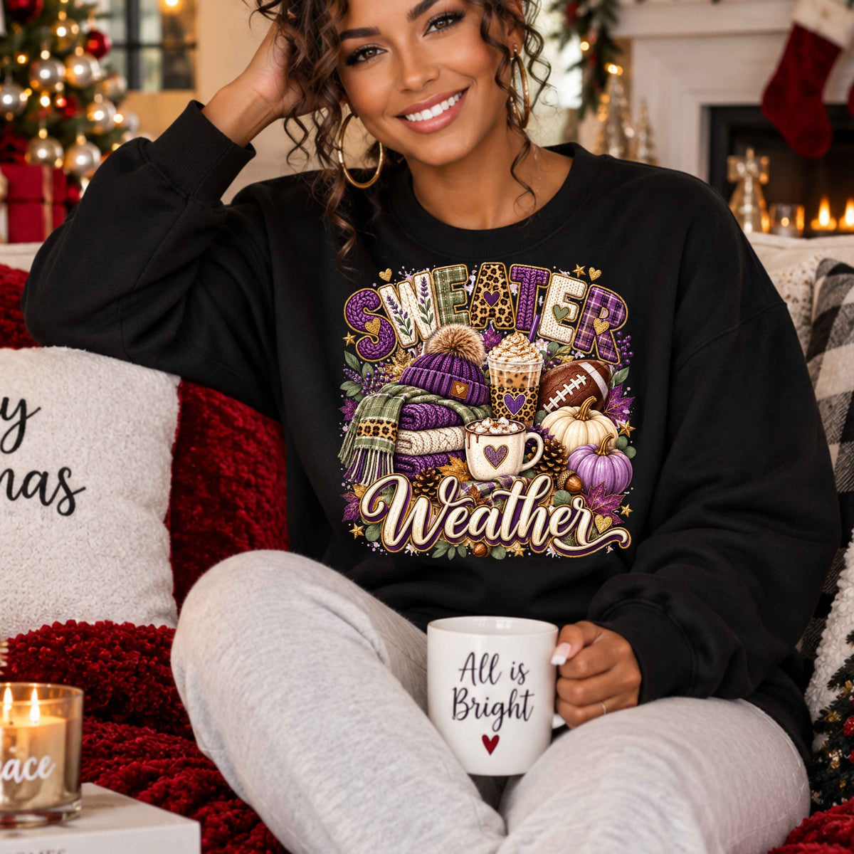Sweater Weather Faux Crochet Crewneck Pullover Sweatshirt