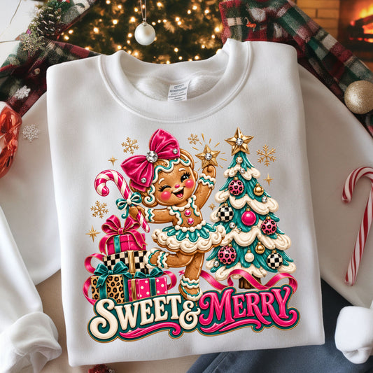 Sweet & Merry Funny Christmas Crewneck Pullover Sweatshirt