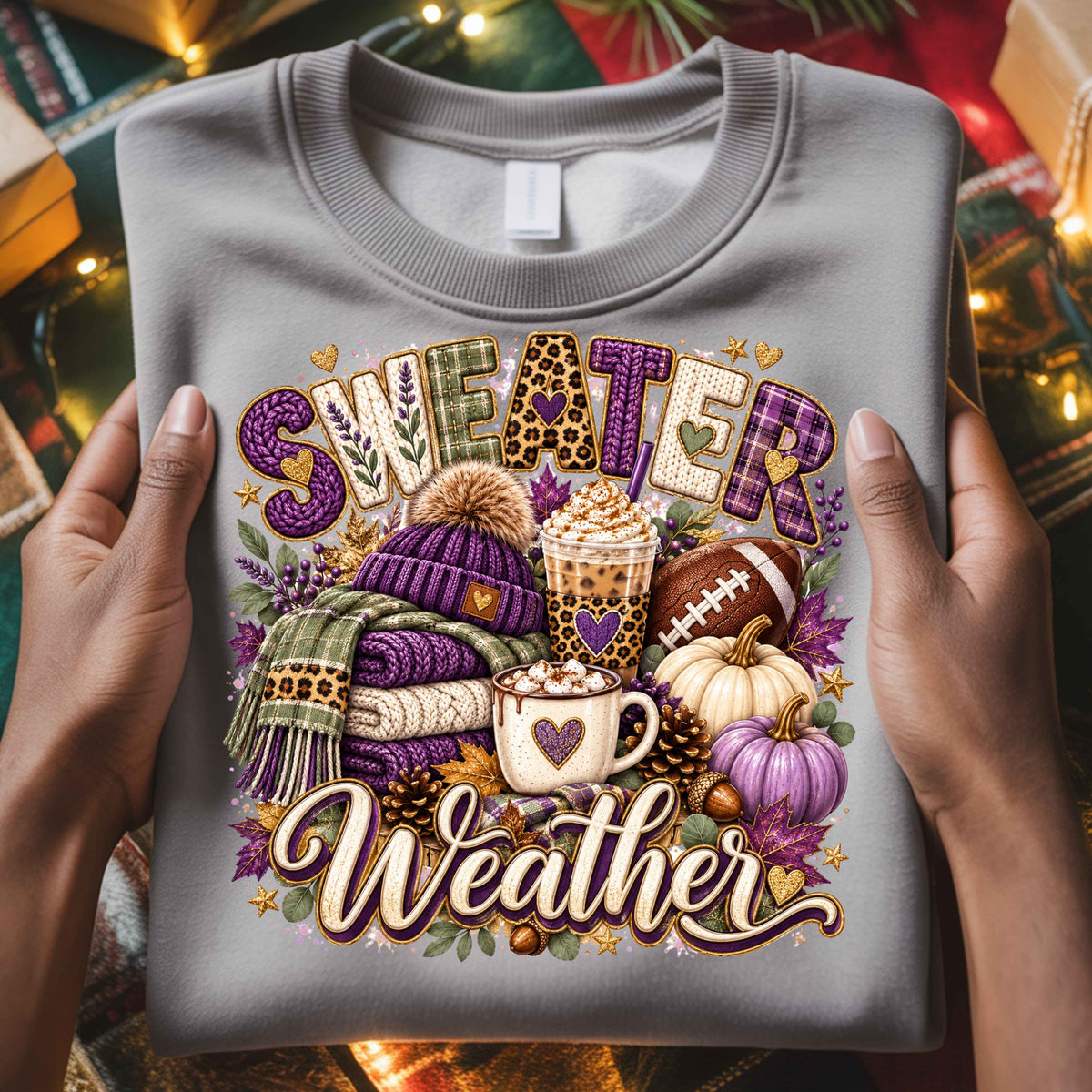 Sweater Weather Faux Crochet Crewneck Pullover Sweatshirt
