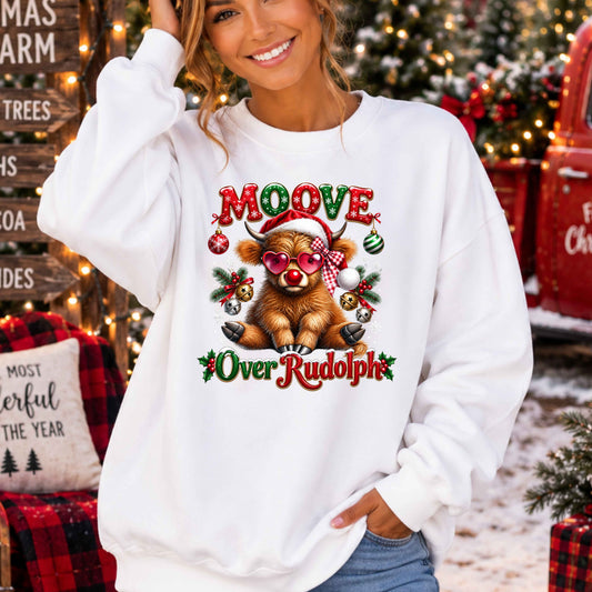 Funny Highland Cow Christmas Crewneck Pullover Sweatshirt