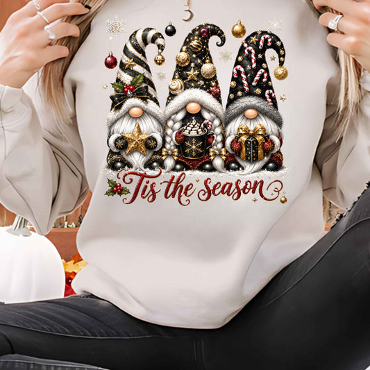 Tis The Season Gnome Christmas Crewneck Pullover Sweatshirt