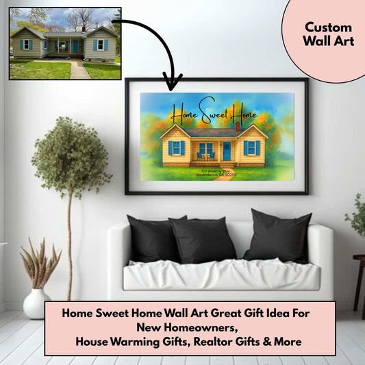 Home Sweet Home Wall Art Great Gift Idea For New Homeowners, House Warming Gifts, Realtor Gifts & More