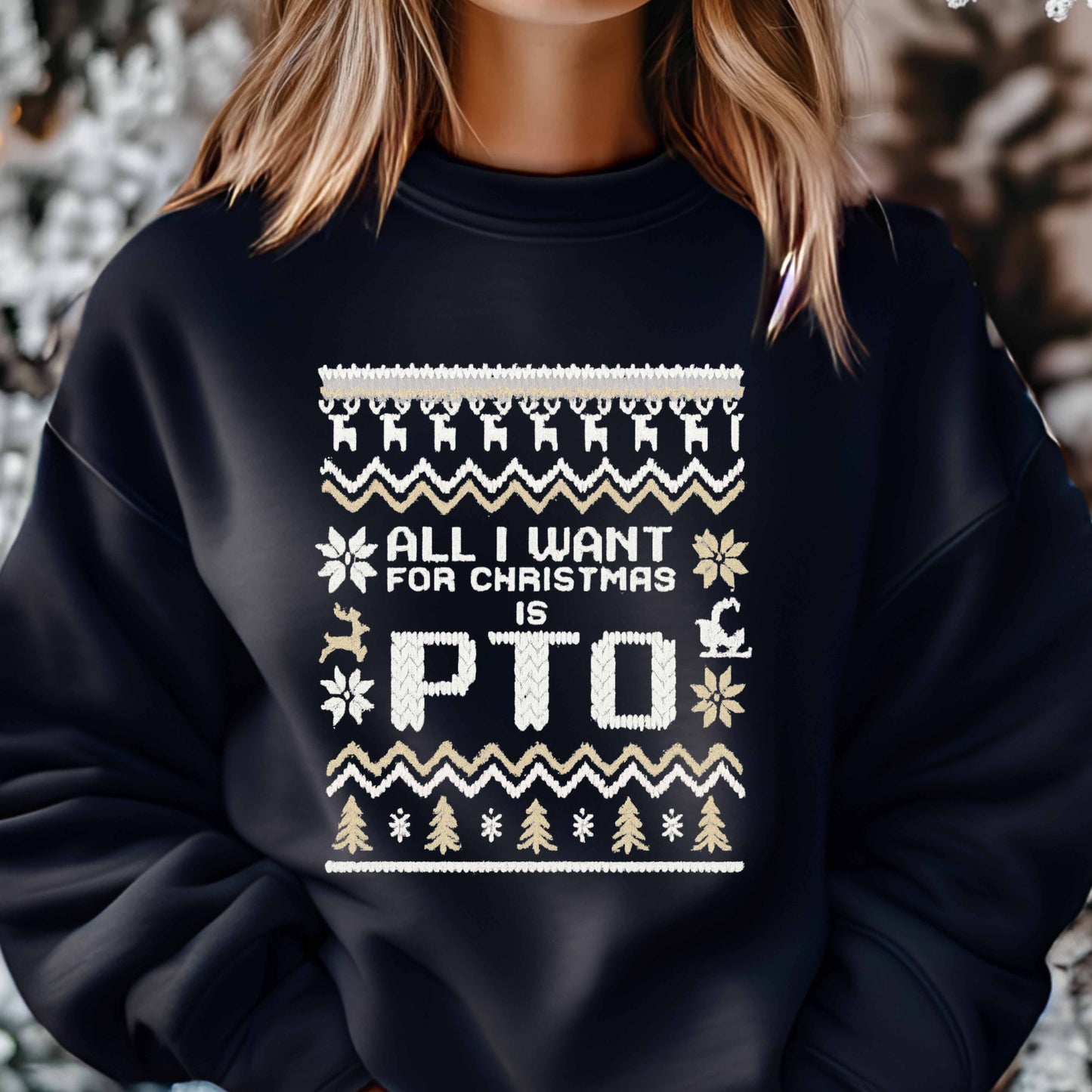 Funny PTO Ugly Christmas Pullover Sweatshirt | Staff and Coworker Gifts
