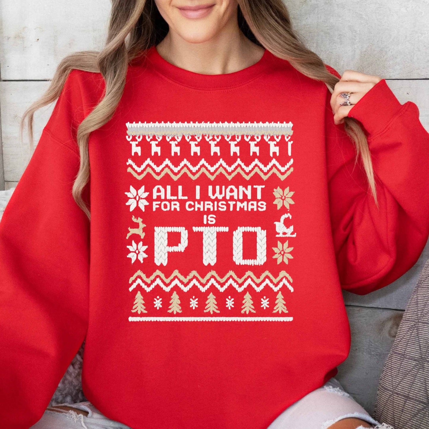 Funny PTO Ugly Christmas Pullover Sweatshirt | Staff and Coworker Gifts