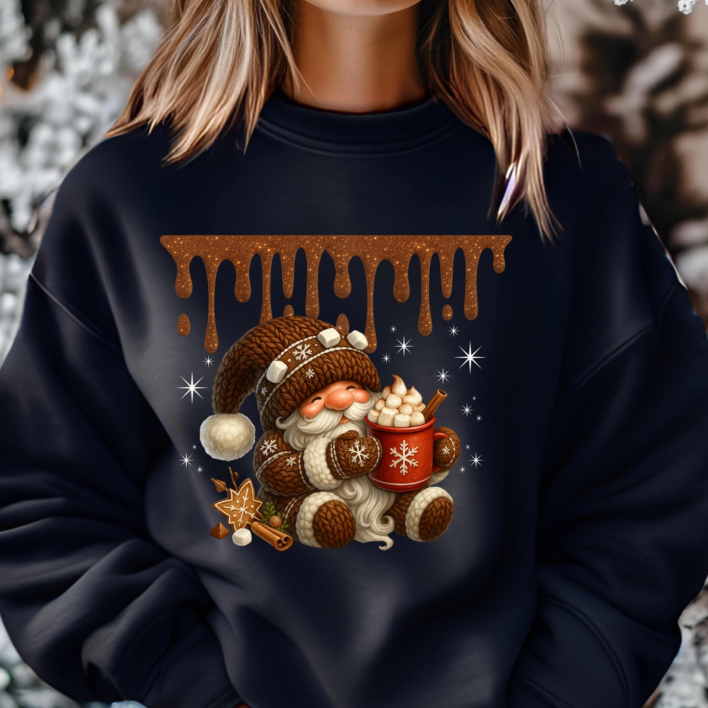 Cute Christmas Gnome Hot Cocoa Lover Pullover Sweatshirt