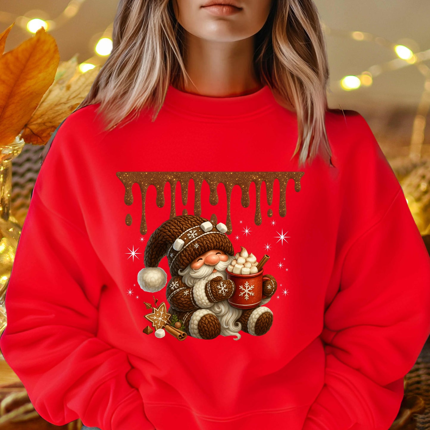 Cute Christmas Gnome Hot Cocoa Lover Pullover Sweatshirt