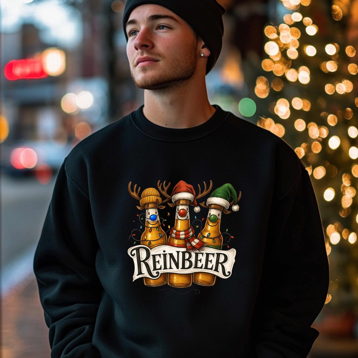 Funny Reinbeer Christmas Gift For Him Crewneck Pullover Sweatshirt