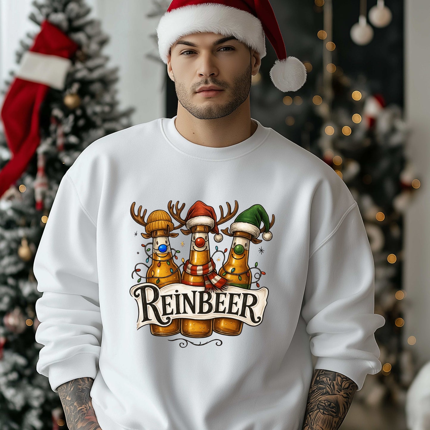 Funny Reinbeer Christmas Gift For Him Crewneck Pullover Sweatshirt