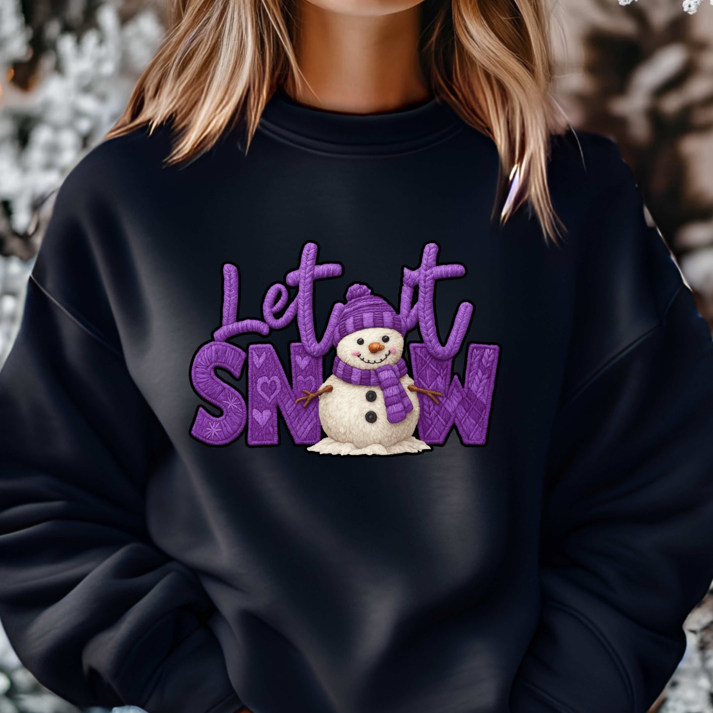 Let it Snow Faux Yarn Inspired Pullover Hoodie