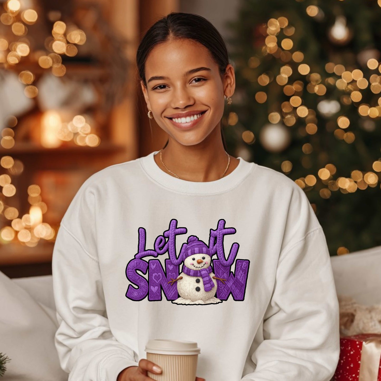 Let it Snow Faux Yarn Inspired Pullover Hoodie