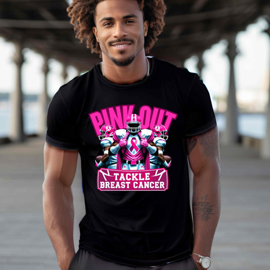 Pink Out Football Breast Cancer Awareness T-Shirt